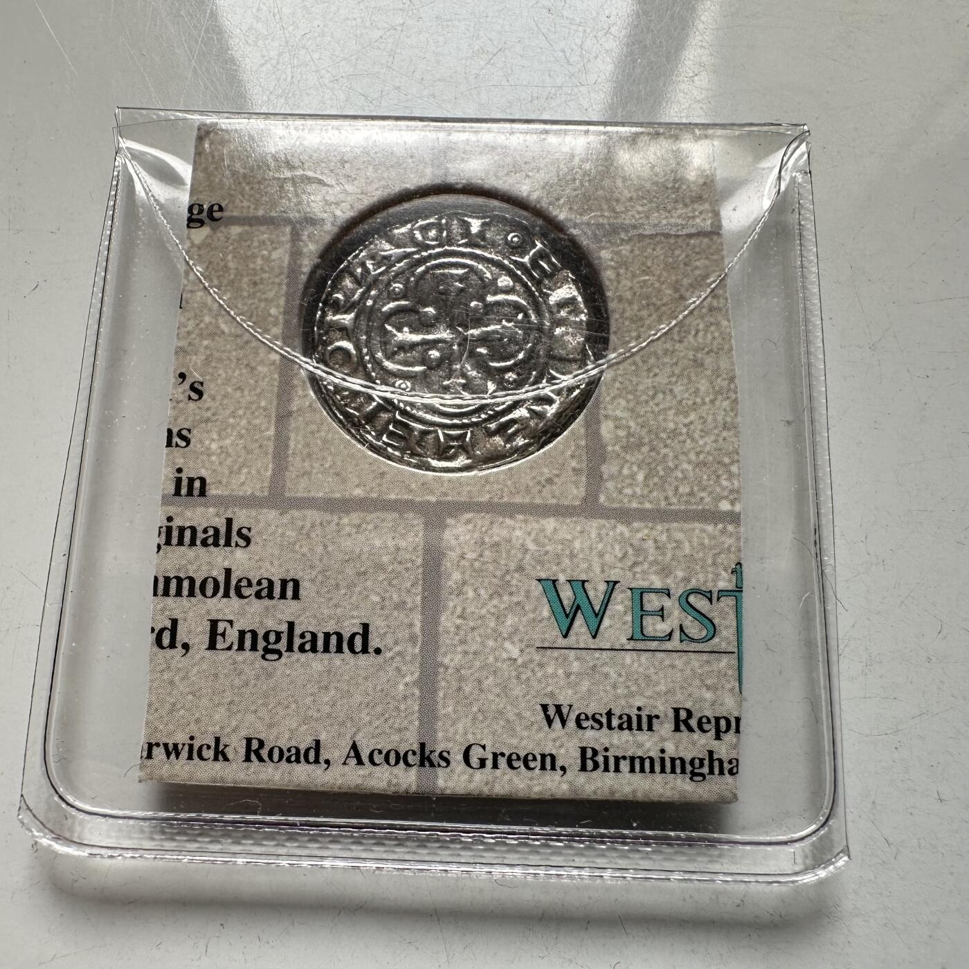 🌹外币初藏🌹🐯2026年第28场   每周二四六晚8️⃣点 接代拍 英国尤斯塔斯1138年-1153年便士锡制复制品18mm1.5g