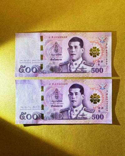 【Blue Auction】世界纸币精拍第794期——18级TOP拍卖/信誉/品质/专业/高效💫 - 【一组2张豹子号】泰国 500铢 全新UNC