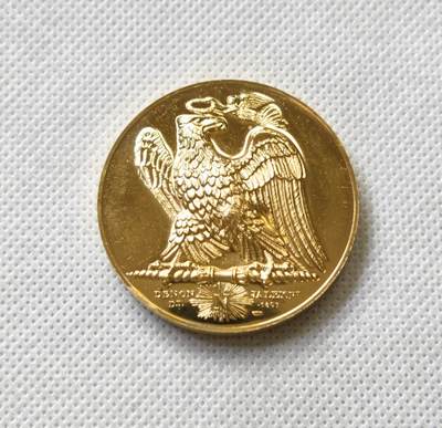 甄臻铺-世界币章拍卖（第54期），3月28日甄品场拍品征集中，送拍享返佣金等优惠多多 - 【现代艺术】法国艺术大章纪念1800年 拿破仑马伦哥战役雄鹰高浮雕精制大镀金章 40MM