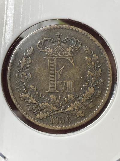 2026年第三十五场(总第二百零四场）外国精品纸夹币场(免佣金) - 丹麦王国🇩🇰1856年1国家货币斯基林(弗雷德里克七世时期，十字架标o版汉堡阿尔托纳造，首发年仅发行3年)