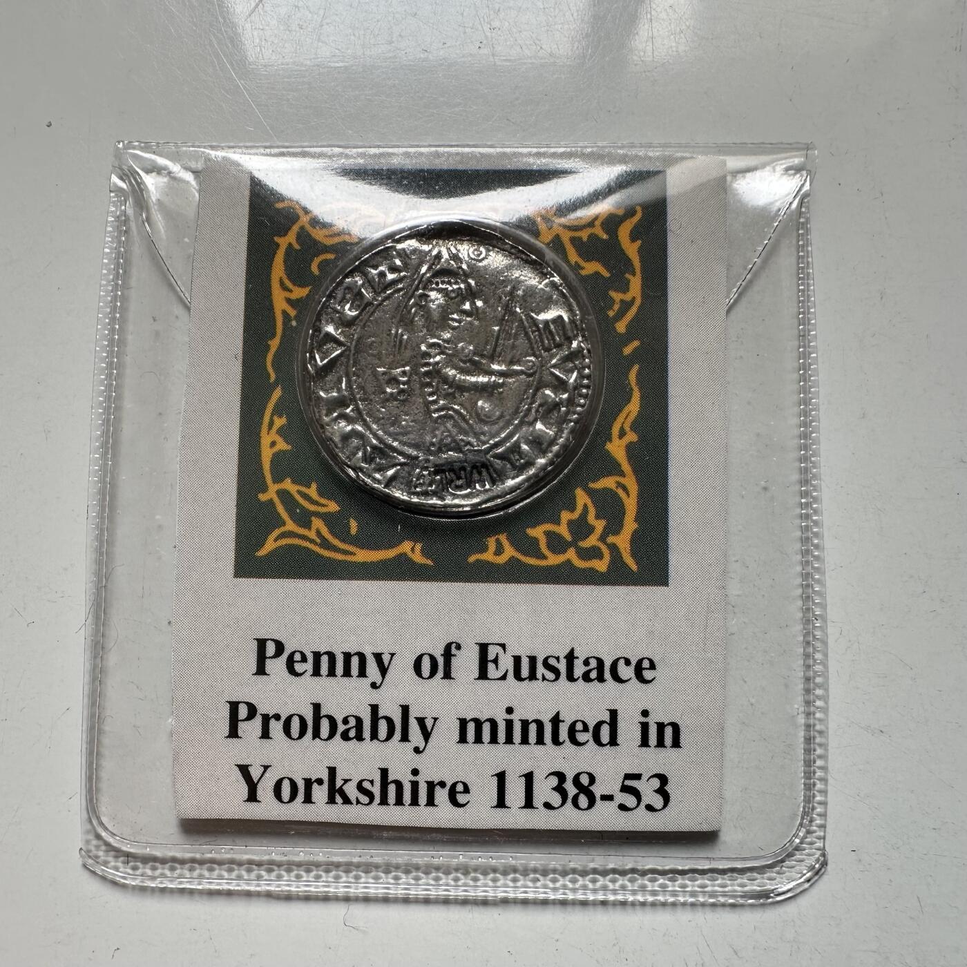 🌹外币初藏🌹🐯2026年第28场   每周二四六晚8️⃣点 接代拍 英国尤斯塔斯1138年-1153年便士锡制复制品18mm1.5g