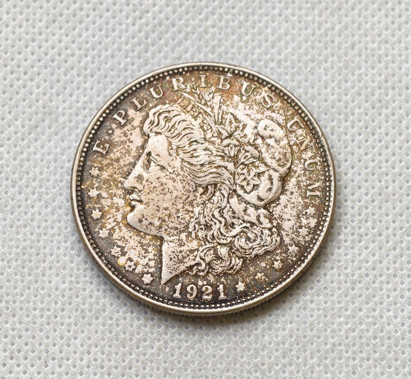 甄臻铺-世界币章拍卖（第54期），3月28日甄品场拍品征集中，送拍享返佣金等优惠多多 1921  摩根银币，细节见图