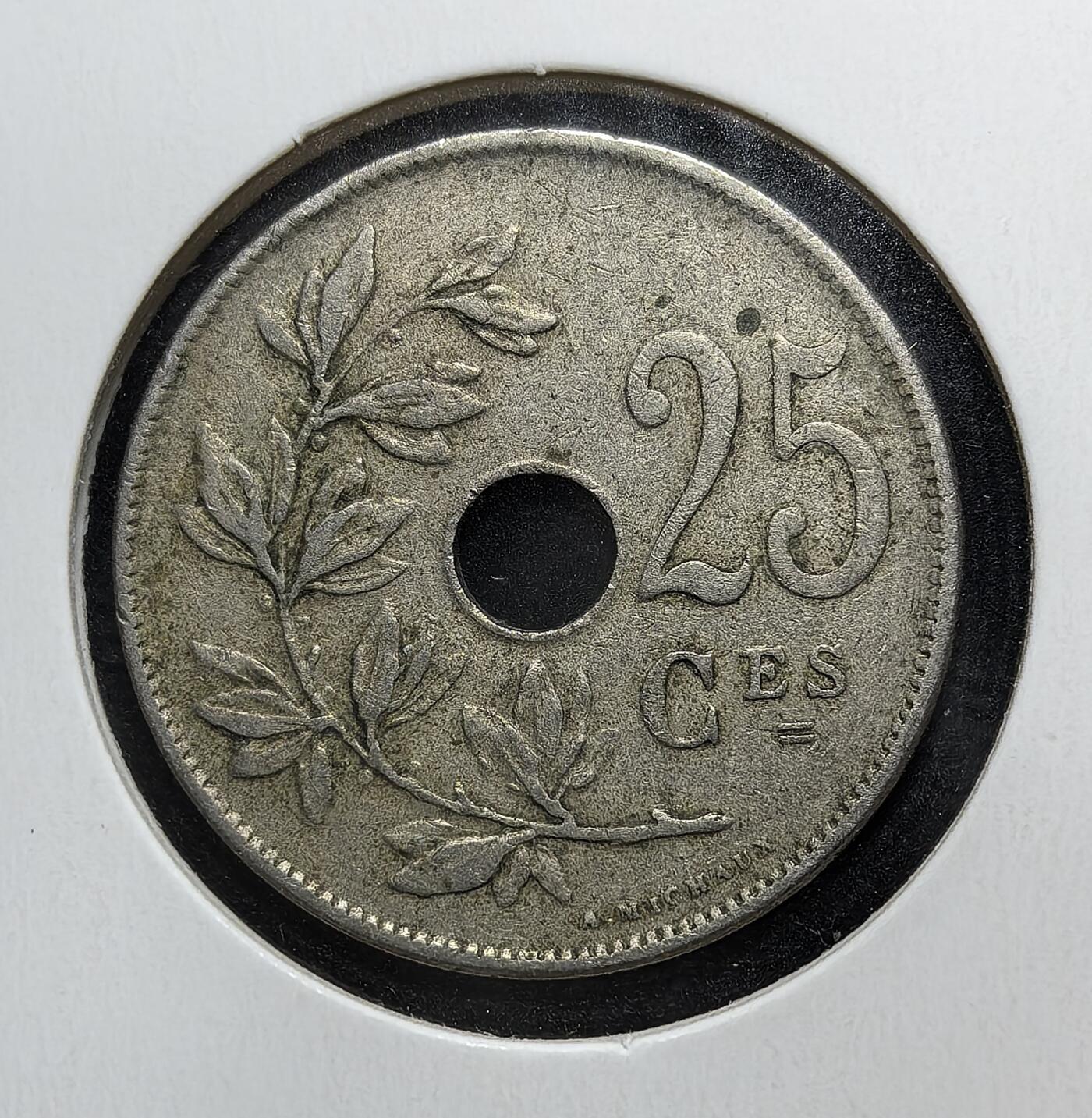 外国优质老铜币银币苏联纪念章，每周六晚九点倒数截拍，满百包邮可寄存，持续收拍 比利时1921年25分，由阿尔伯特一世时期布鲁塞尔造币厂铸造，属一战后战后货币，材质为铜镍，面值 25 分（0.25 法郎），见证战后经济恢复期，1967 年正式停用。