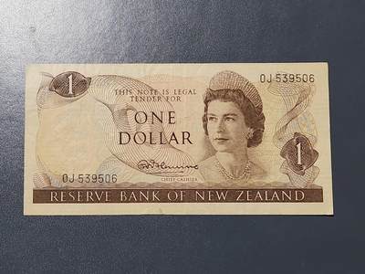 3月13号晚上8点 外国纸币自动截拍第37场 - 新西兰 1967年1元，首签名R.N.Fleming，极少，美品