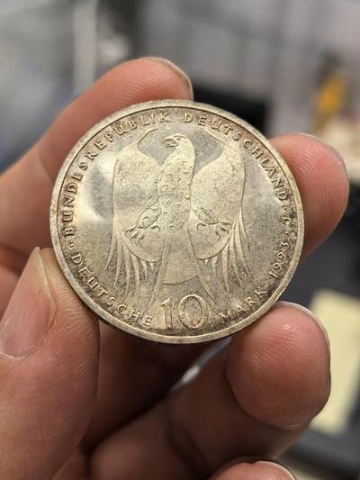 博洋堂世界钱币拍卖第164期（全场包邮） - 西德联邦德国1993年医学家科赫10马克银币，15.4克银，原光带彩