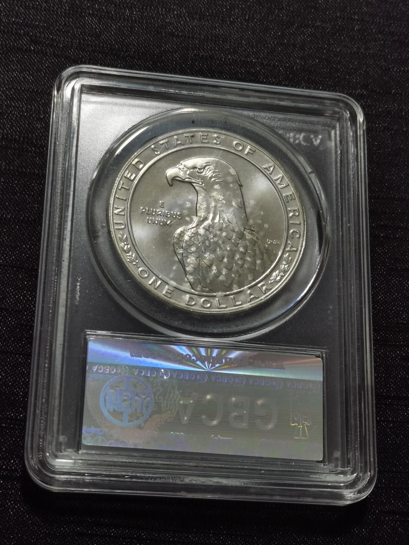 天下钱庄专场欢迎参拍 美国洛杉矶奥运会一美元银币，盒子有点花