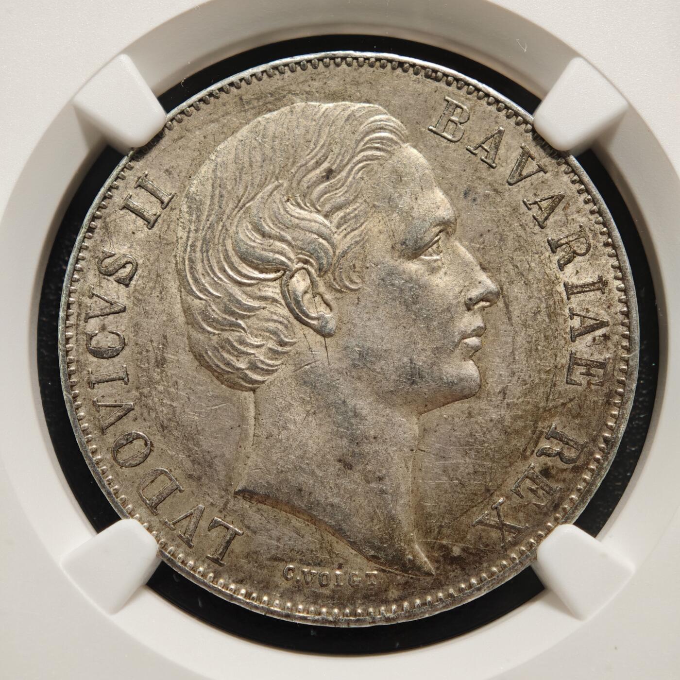 【德藏】世界币章拍卖第167期（拍品征集中~欢迎藏友联系） 1870年 德国巴伐利亚圣母抱婴泰勒银币 NGC AU55 原味淡包浆 状态极佳