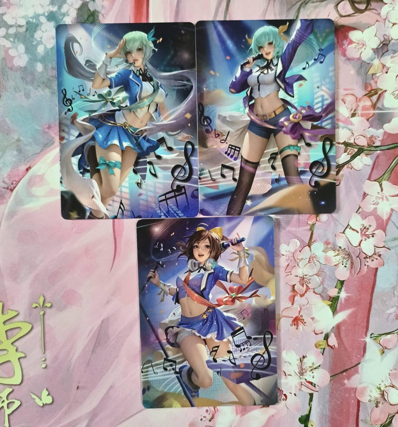 满赠PR！！龙虎卡牌-七八场（满200元包邮，无佣金，每周六结拍，欢迎送拍） 磨砂彩闪3张 鸡腿卡牌 歌姬小套