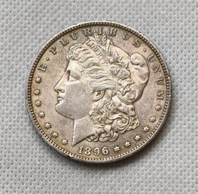 甄臻铺-世界币章拍卖（第54期），3月28日甄品场拍品征集中，送拍享返佣金等优惠多多 - 1896  摩根银币，细节见图