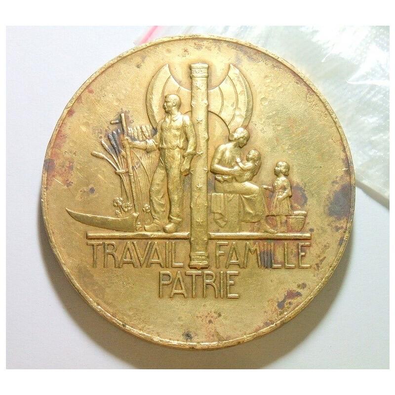 【艺术】德国占维希法国艺术大章1941年 贝当元帅当总理 高浮雕精制超大铜章 68MM 148克