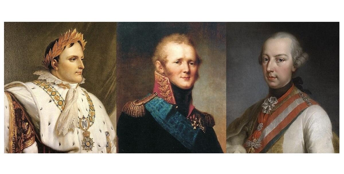 【艺术】法国艺术大章1805年 拿破仑金叶冠+亚历山大+弗朗茨 奥斯特里茨战役 高浮雕精制大铜章 40MM