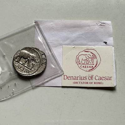 🌹外币初藏🌹🐯2026年第28场   每周二四六晚8️⃣点 接代拍 - 罗马共和国公元前55年尤利乌斯·恺撒第纳里乌斯银币 复刻币