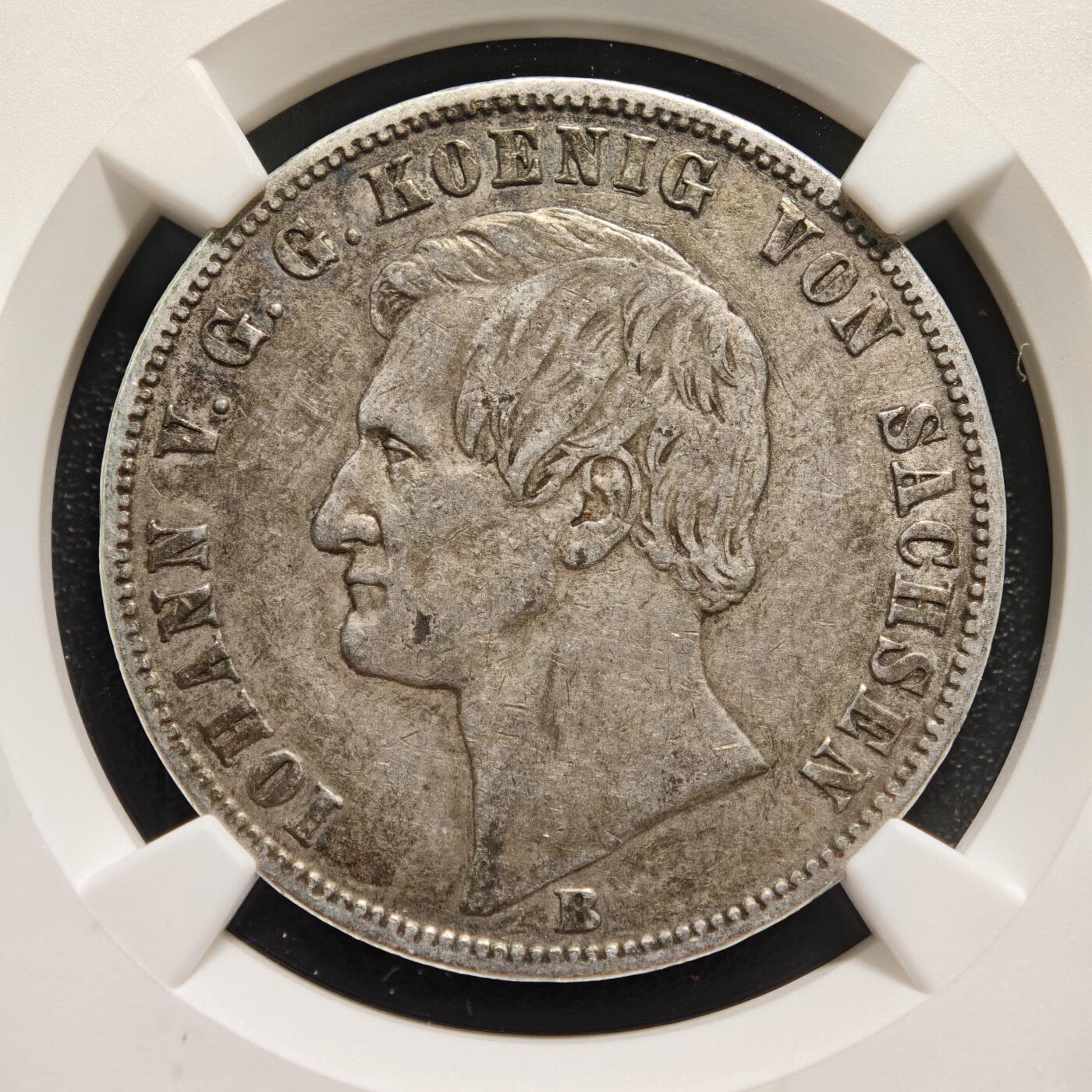 【德藏】世界币章拍卖第167期（拍品征集中~欢迎藏友联系） 1864年 德国萨克森约翰国王联合泰勒银币 NGC XF45 原味包浆