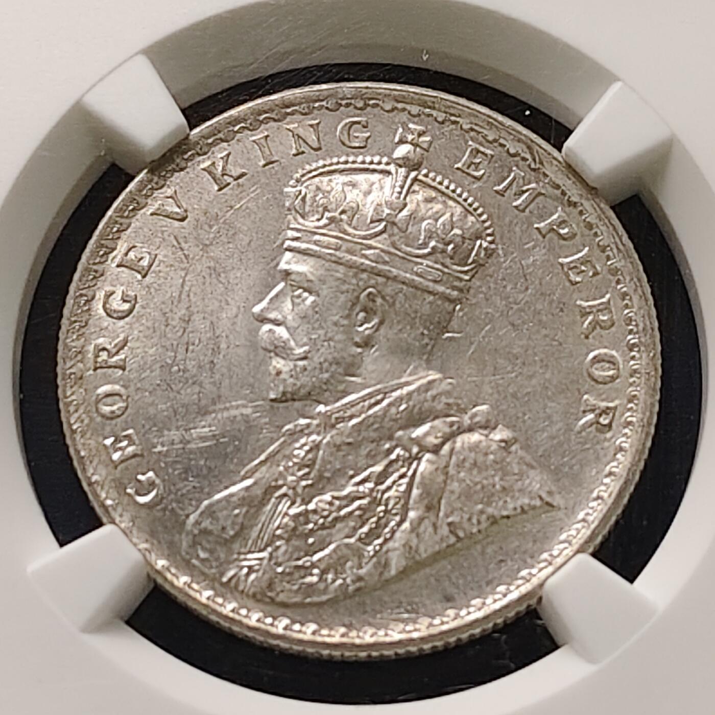 【全场包邮】纯粹捡漏拍511场 英属印度1919年乔治五世1卢比银币【30.5毫米11.66克91.7%】-NGC MS62