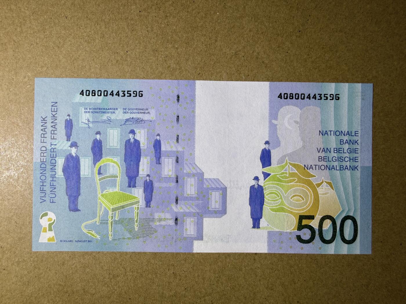 《艾美收藏》第236期-3.15周日外币畅拍 比利时500法郎 AU-UNC 末版 局部轻微荧光