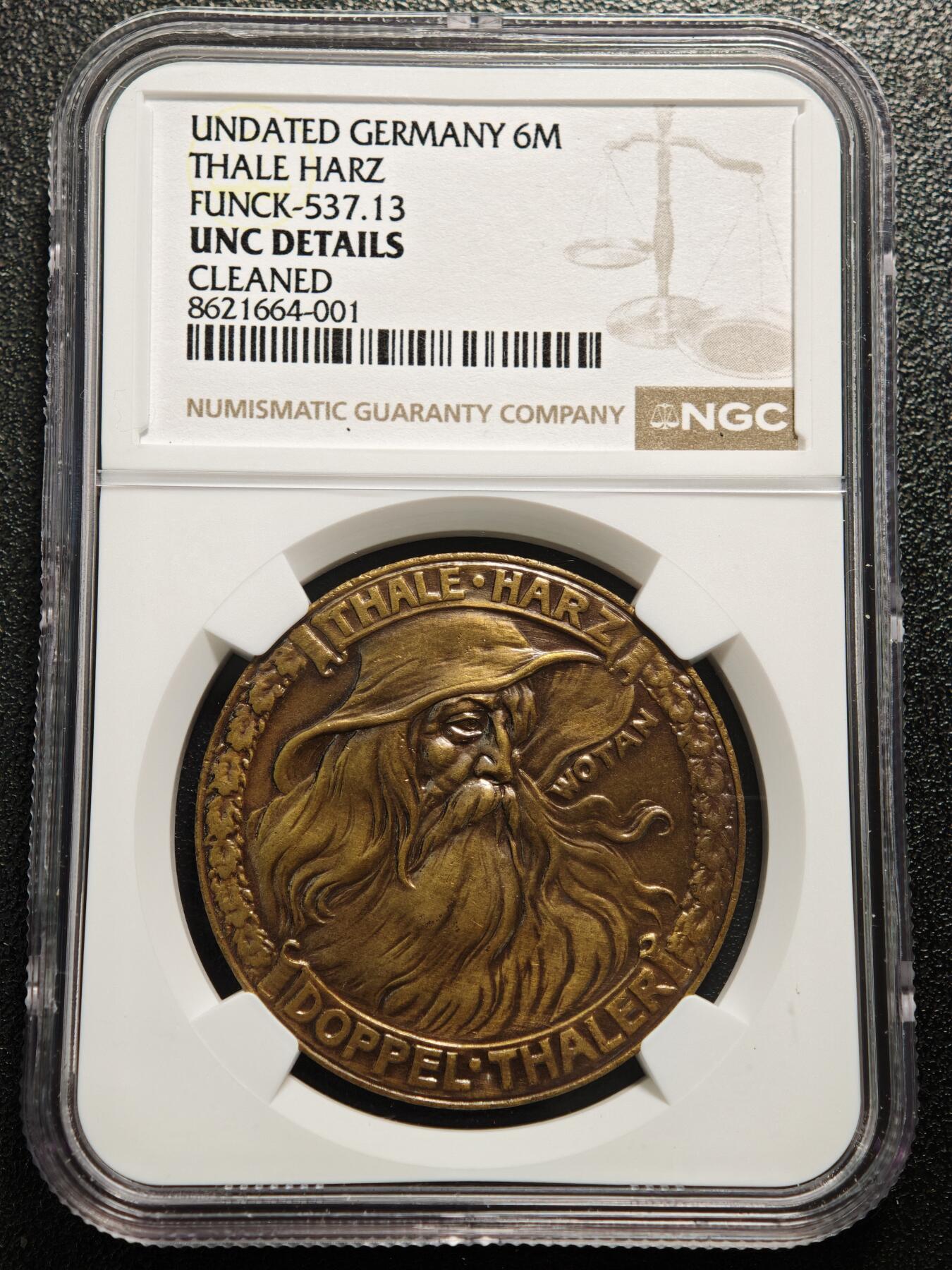 【德藏】世界币章拍卖第167期（拍品征集中~欢迎藏友联系） 德国哈尔茨沃坦双泰勒代用币铜章 NGC UNC 少见品种