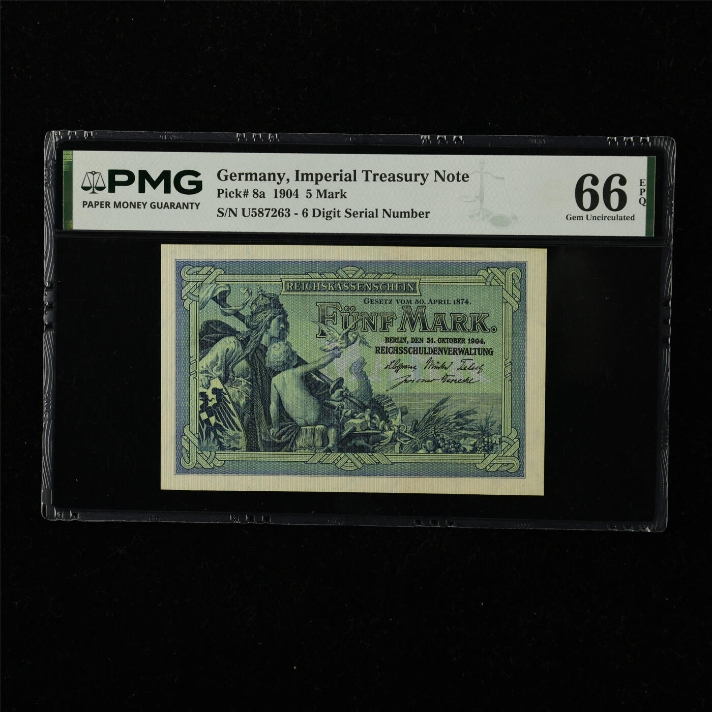 【亘邦集藏】第222期拍卖 1904年 德国5马克 PMG 66EPQ U587263