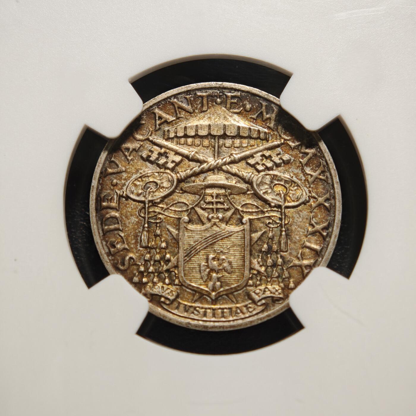 【德藏】世界币章拍卖第167期（拍品征集中~欢迎藏友联系） 1939年 梵蒂冈5里拉银币 NGC AU