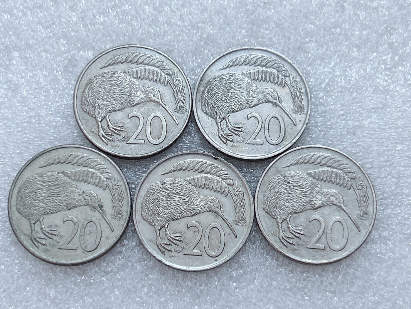 第一海外回流一元起拍收藏 散集专场  第303期 新西兰几维鸟20分硬币 5枚