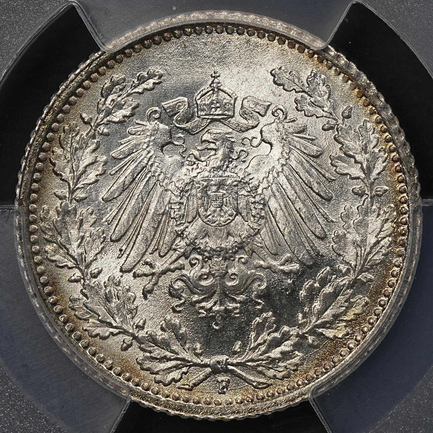 修遠堂世界钱币第107期 PCGS MS66 1915年德国1/2马克银币，F厂铭