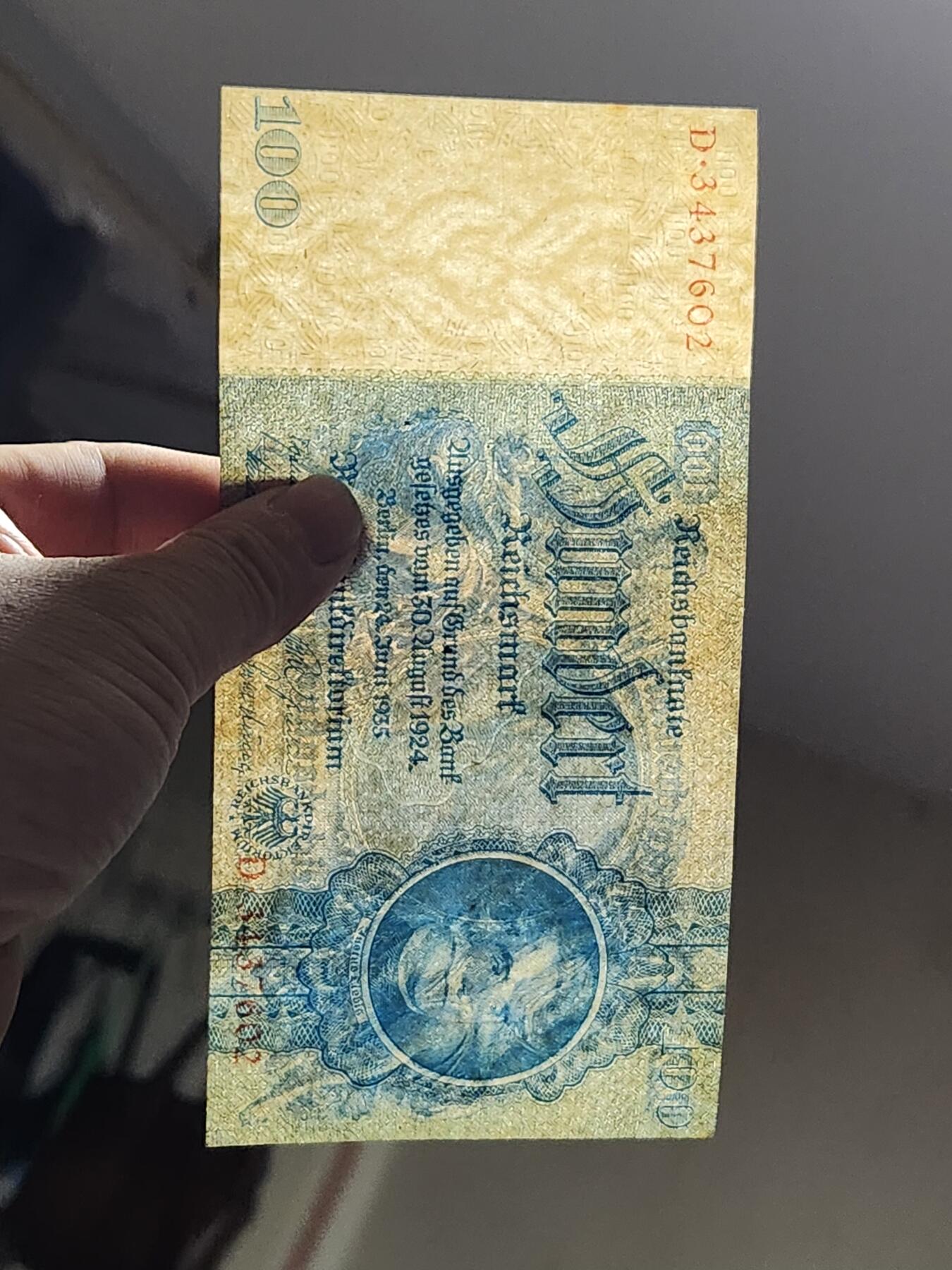 3月13号晚上8点 外国纸币自动截拍第37场 德国1935年100马克新品原票