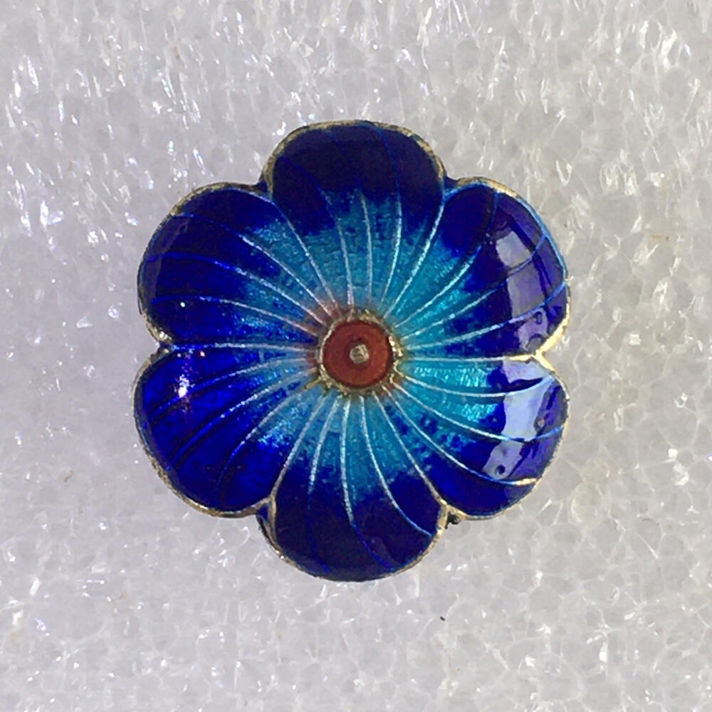         出口创汇时期老北京景泰蓝铜胎烤蓝银蓝掐丝珐琅扁珠异形珠子全品相未使用1枚原版真品回流如图旧藏文玩艺术收藏