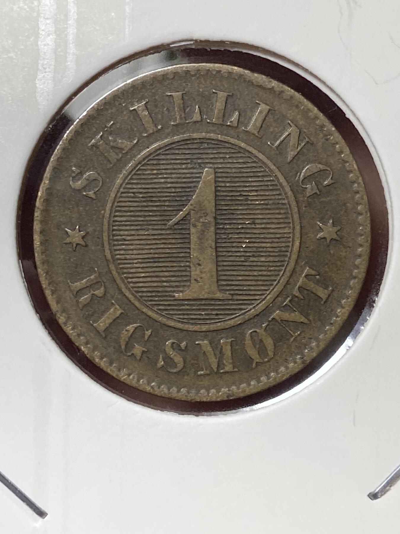 2026年第三十五场(总第二百零四场）外国精品纸夹币场(免佣金) 丹麦王国🇩🇰1856年1国家货币斯基林(弗雷德里克七世时期，十字架标o版汉堡阿尔托纳造，首发年仅发行3年)