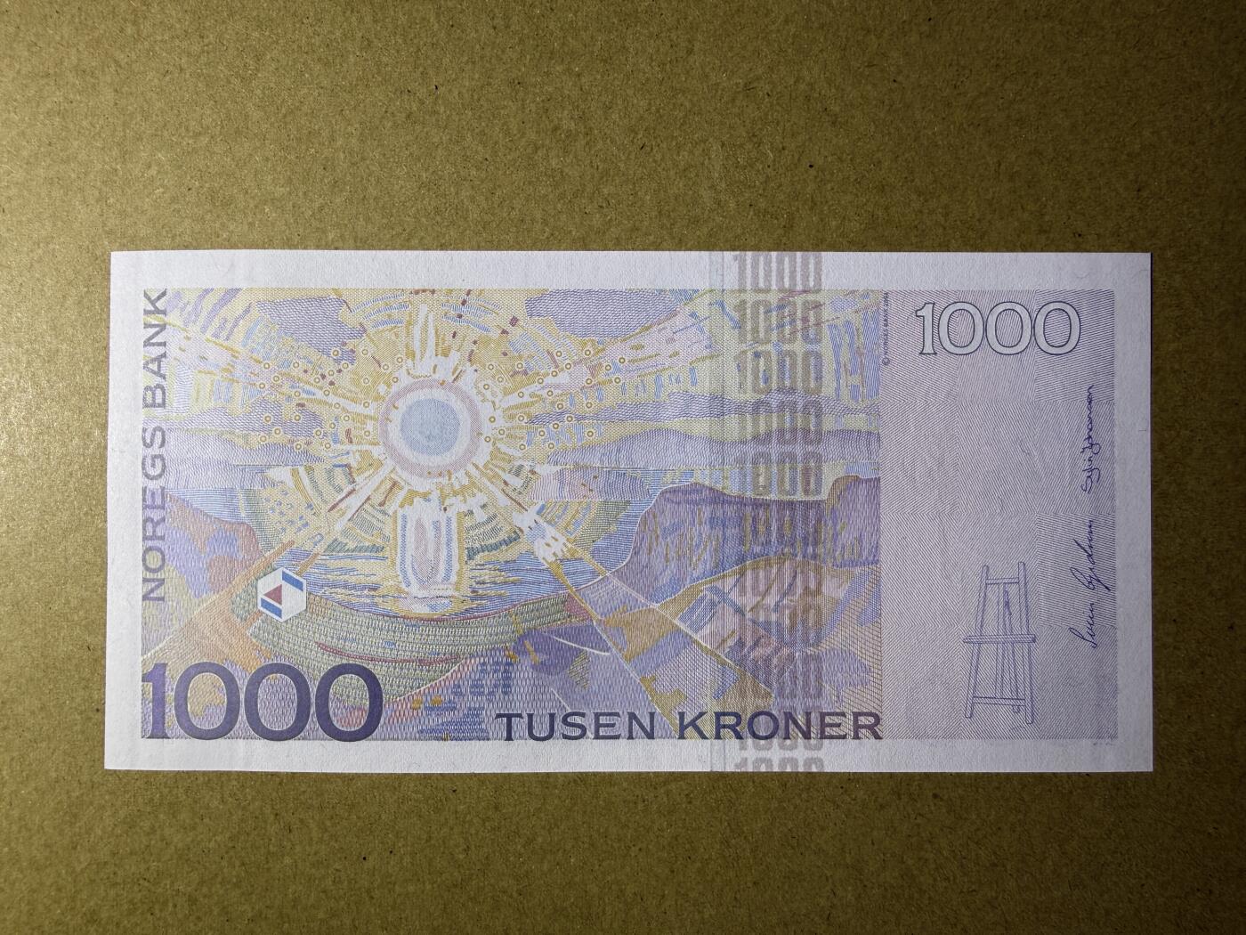 《艾美收藏》第236期-3.15周日外币畅拍 挪威1000克朗 UNC 2001年a版 挪威画家爱德华·蒙克