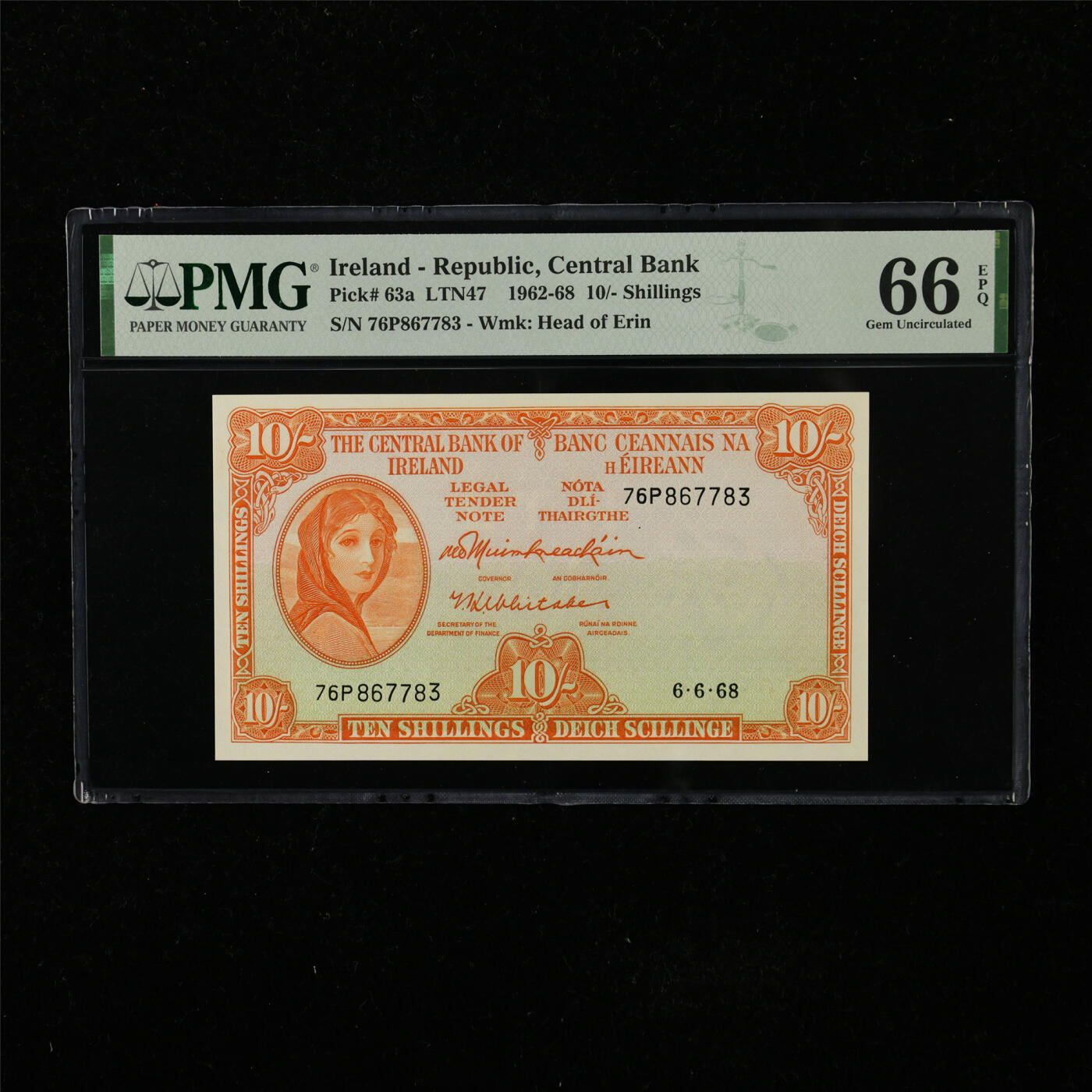 【亘邦集藏】第222期拍卖 1962-68年 爱尔兰10先令 PMG 66EPQ 76P867783