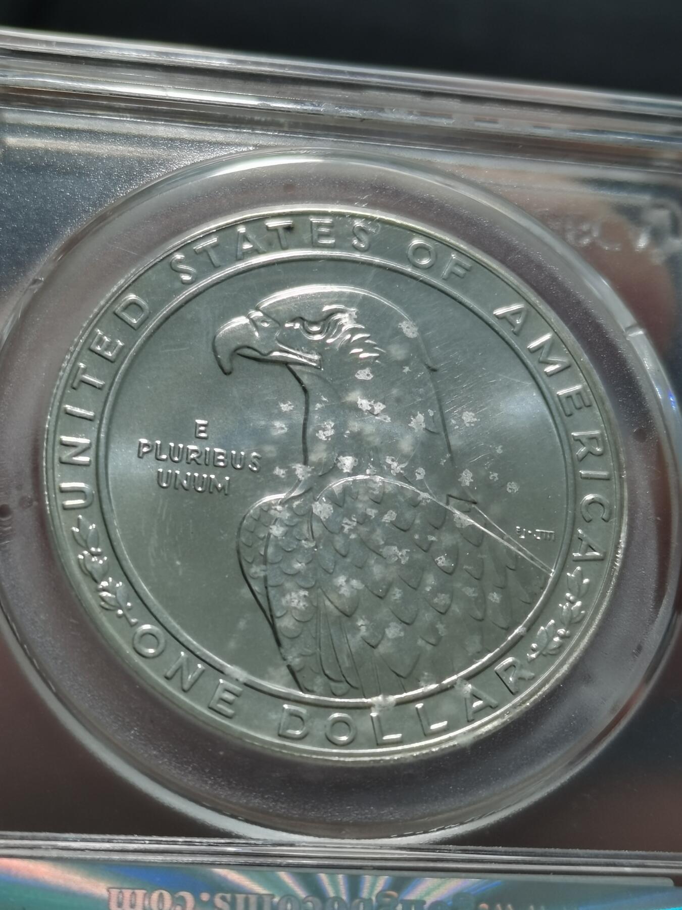 天下钱庄专场欢迎参拍 美国洛杉矶奥运会一美元银币，盒子有点花