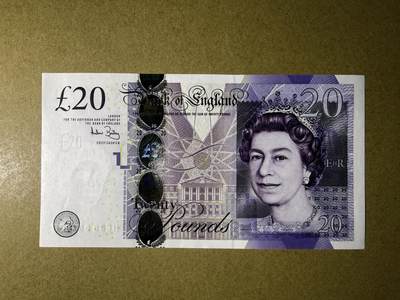 《艾美收藏》第236期-3.15周日外币畅拍 - 英格兰20镑 UNC F序列 有处轻微荧光 无4