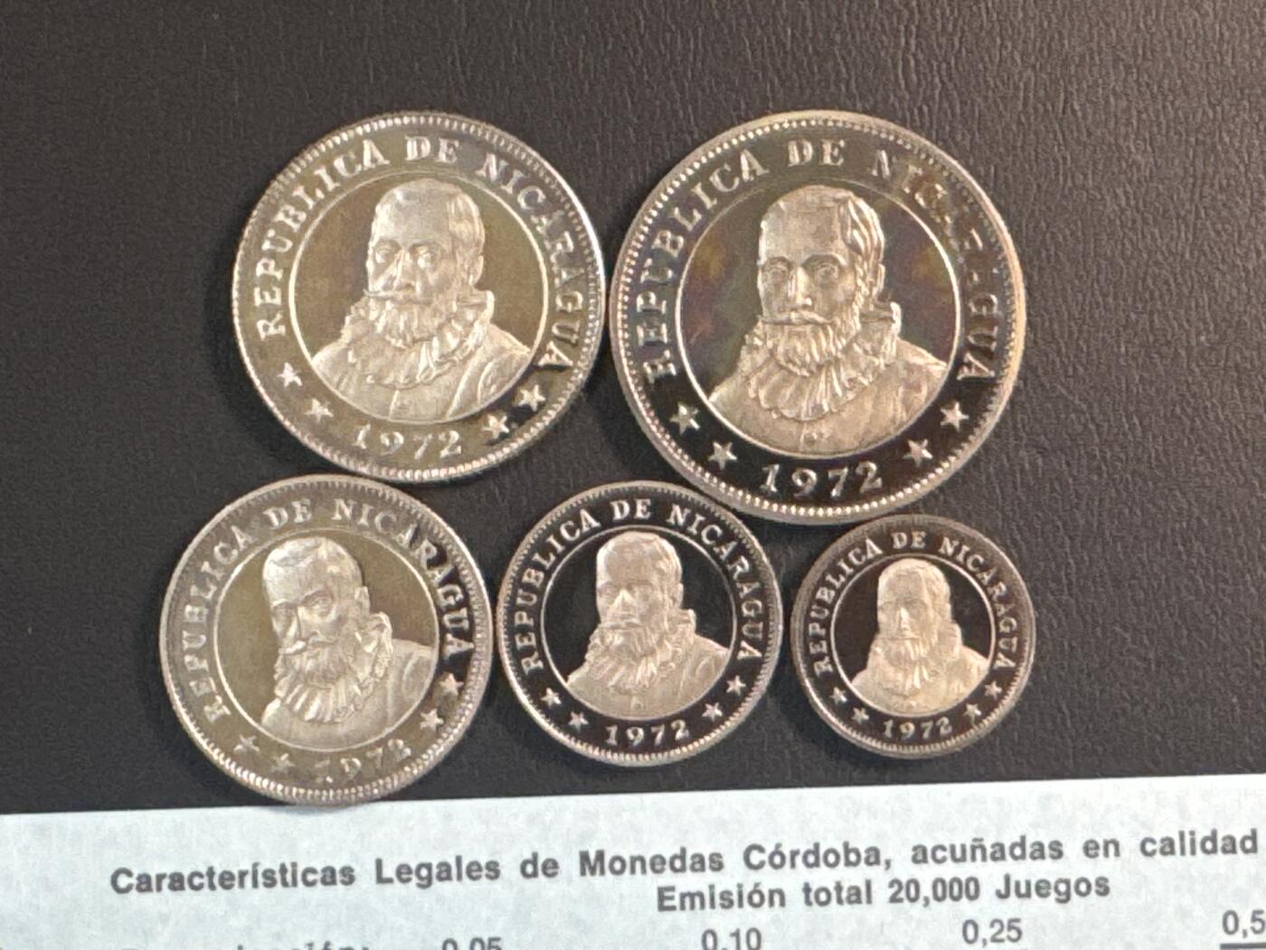 ❤️【币观天下】❤️ 第344期钱币秒杀拍卖场- 2026.3.6周五晚上6点半场 长期征集拍品  尼加拉瓜1972年5枚PR盒证齐全