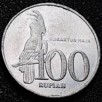 泉币菌-第207场-拍品多 请提前出价 - 印度尼西亚100卢比铝币 凤头鹦鹉 23mm