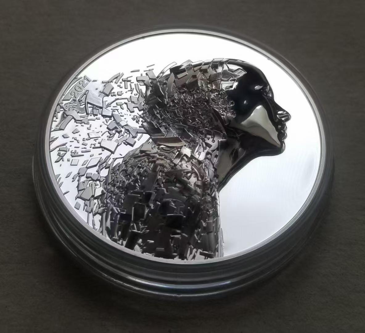 ❤️【币观天下】❤️ 第344期钱币秒杀拍卖场- 2026.3.6周五晚上6点半场 长期征集拍品   库克2021年银爆系列女神雕像大银币，999银3盎司，直径50毫米发行999枚，带证书包装。Smartminting超高浮雕专利工艺，首次采用双面精制镜面效果，包括浮雕部分，系列第一枚。