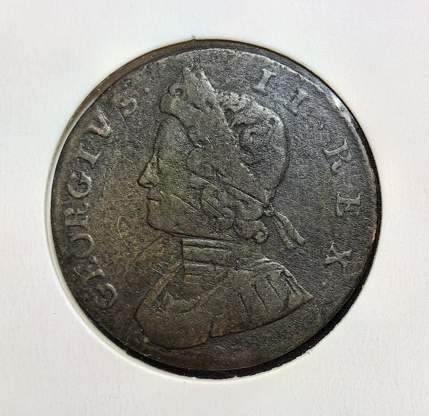 外国优质老铜币银币苏联纪念章，每周六晚九点倒数截拍，满百包邮可寄存，持续收拍 英国乔治二世1731年半便士直径28mm，属英国汉诺威王朝时期。正面为乔治二世侧面像，背面是手持橄榄枝与权杖的不列颠尼亚女神，见证当时英国君主制与殖民扩张时代的历史。