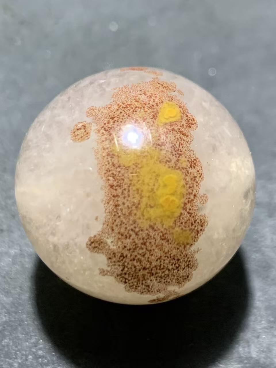 精美冰飘朱砂点腰缠万贯战国红玛瑙圆珠一颗