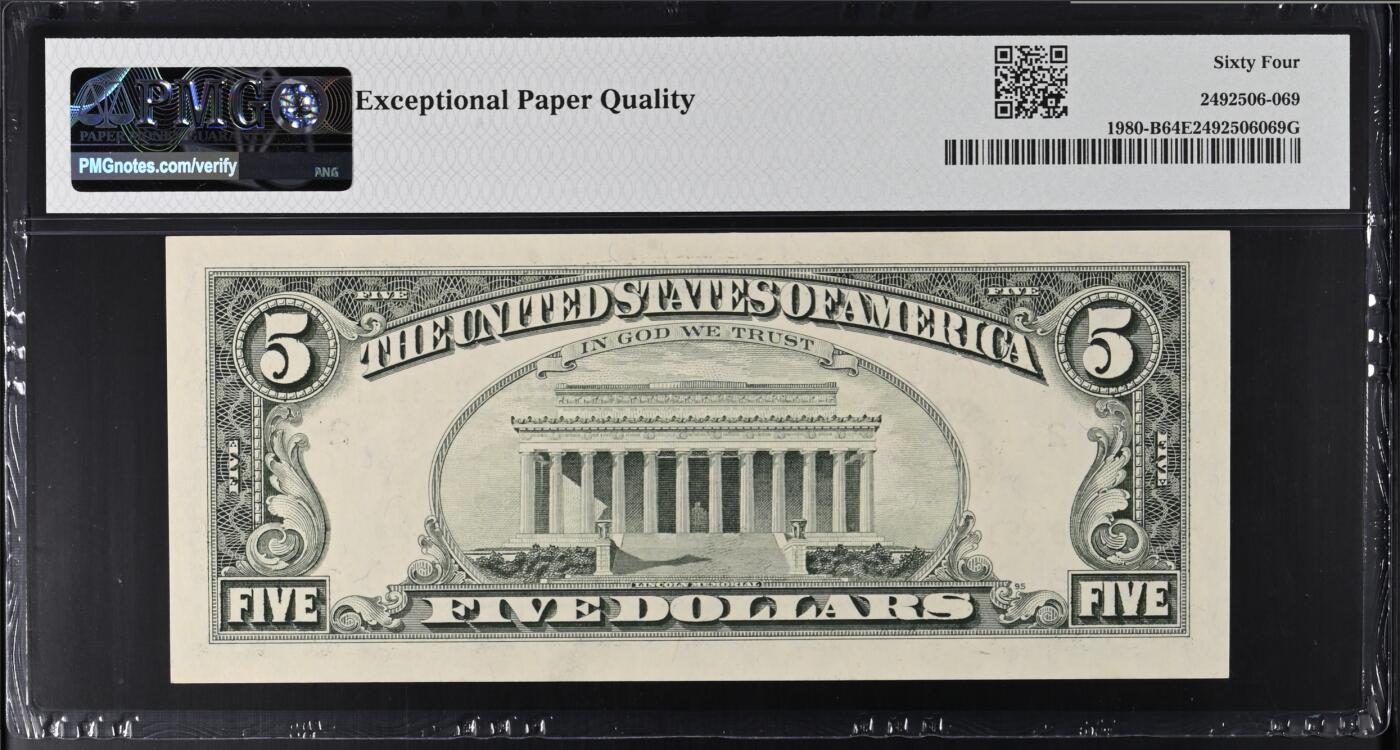 《艾美收藏》第236期-3.15周日外币畅拍 美国5、20美元2张 PMG64E 全程无47