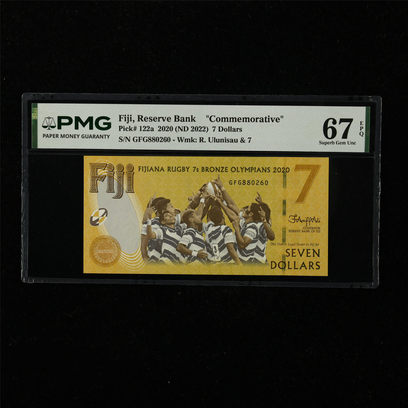 【亘邦集藏】第222期拍卖 2020年 斐济纪念钞7元 PMG 67EPQ GFG880260