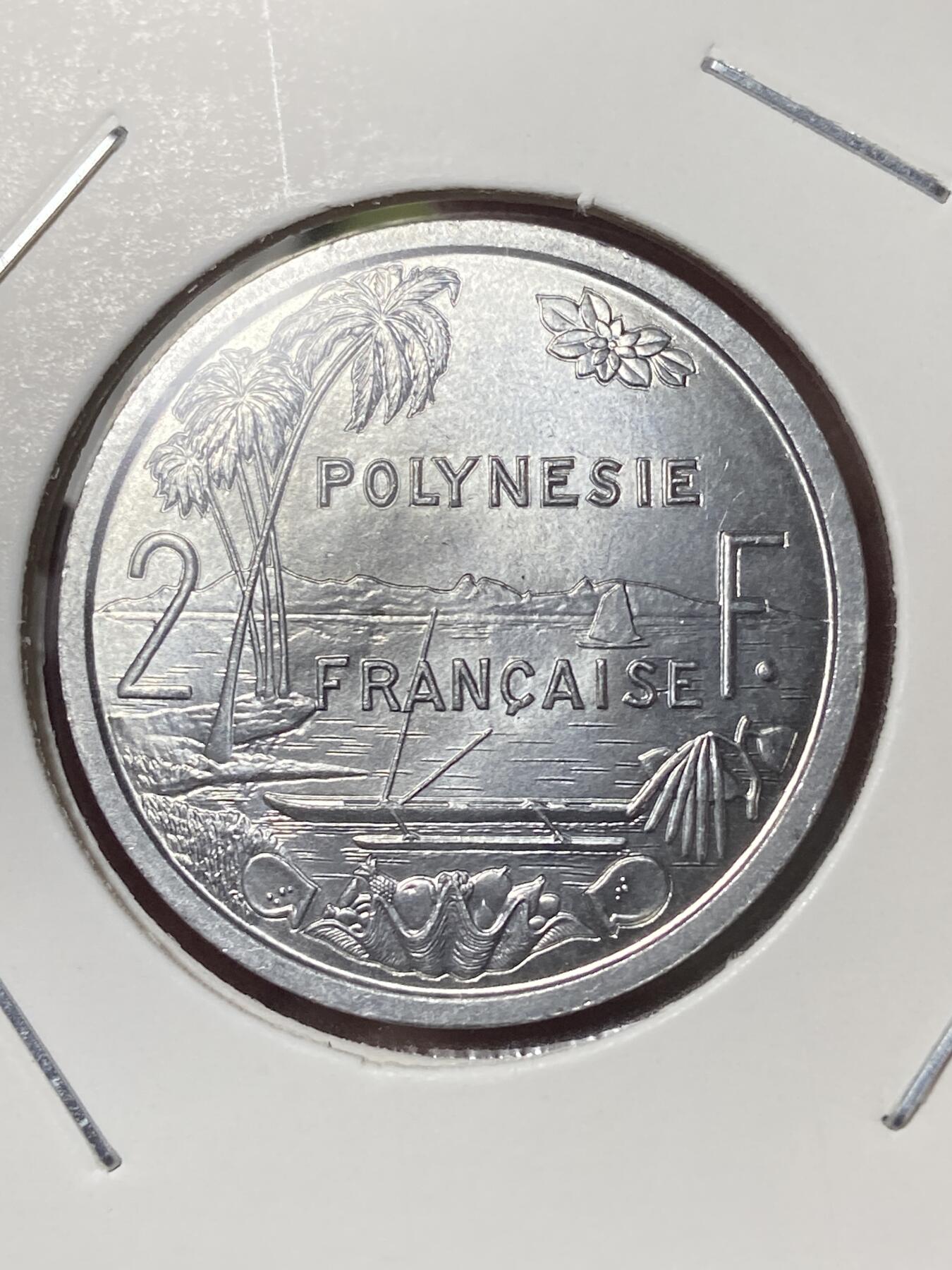 2026年第三十五场(总第二百零四场）外国精品纸夹币场(免佣金) 原光好品–法属波利尼西亚🇵🇫1965单年份2法郎(首套流通硬币)