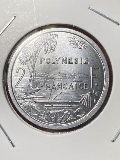 2026年第三十五场(总第二百零四场）外国精品纸夹币场(免佣金) - 原光好品–法属波利尼西亚🇵🇫1965单年份2法郎(首套流通硬币)