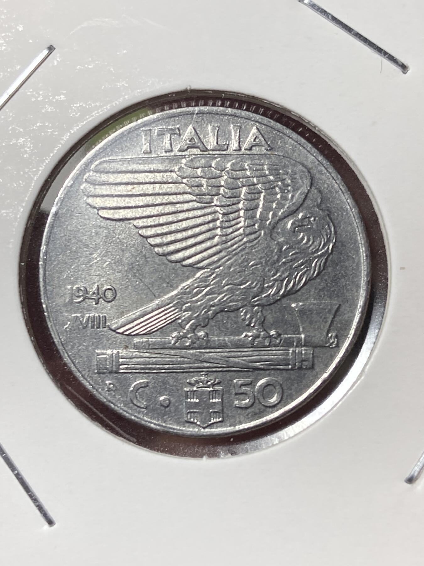 2026年第三十五场(总第二百零四场）外国精品纸夹币场(免佣金) 意大利王国1940年50分(维托里奥·埃马努埃莱三世第四版，XVIII，有磁版)