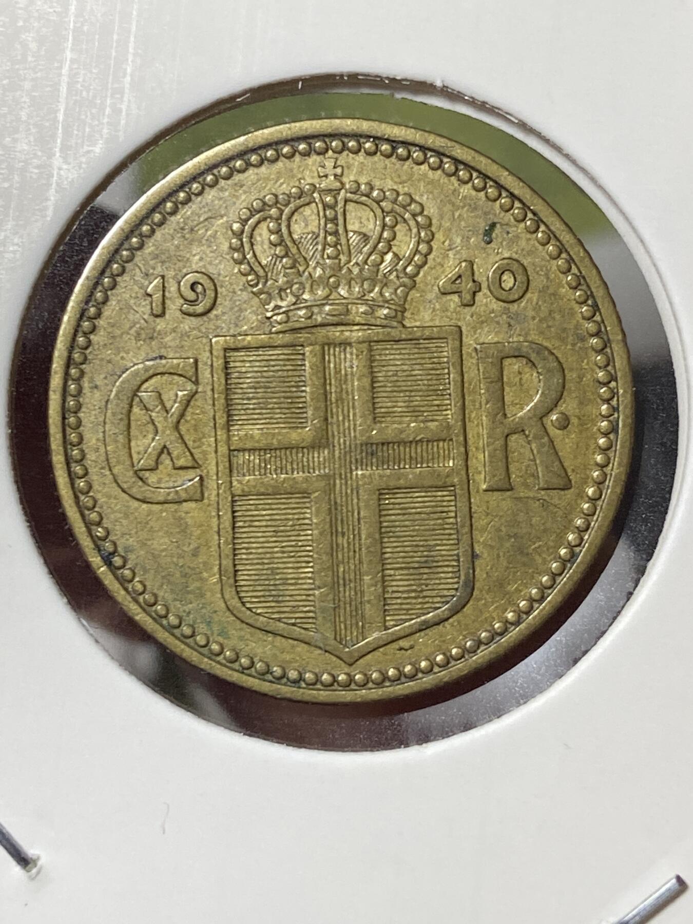 2026年第三十五场(总第二百零四场）外国精品纸夹币场(免佣金) 少见–丹属冰岛王国🇮🇸1940单年份1克朗(克里斯蒂安十世时期，无标版)