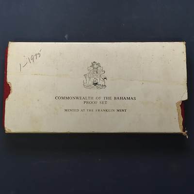 【全场包邮】纯粹捡漏拍513场 - 巴哈马群岛1975年官方封装精制套币-盒证全-含国旗银币【45毫米42.12克92.5%】+火烈鸟银币【40毫米29.8克92.5%】+海螺银币【34毫米18.14克80%】+旗鱼银币【29毫米10.37克80%】【共计含纯银89.33克】