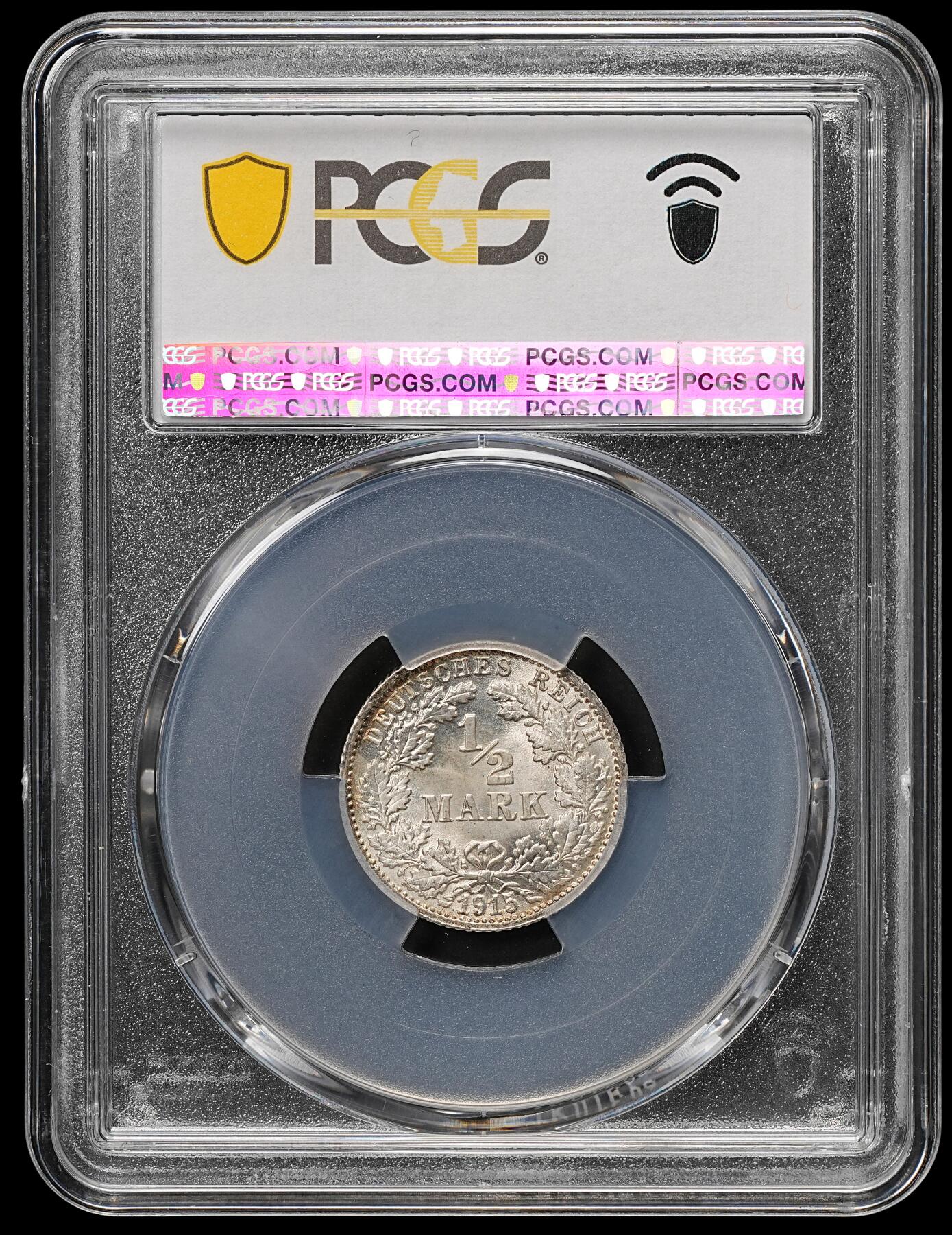 修遠堂世界钱币第107期 PCGS MS66 1915年德国1/2马克银币，F厂铭