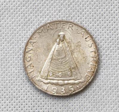 甄臻铺-世界币章拍卖（第54期），3月28日甄品场拍品征集中，送拍享返佣金等优惠多多 - 裸币，1935奥匈帝国圣母抱婴，转光明显，细节见图