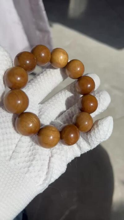 零元拍：金丝楠圆珠珠手串，20MM 金丝满满，满手留香
