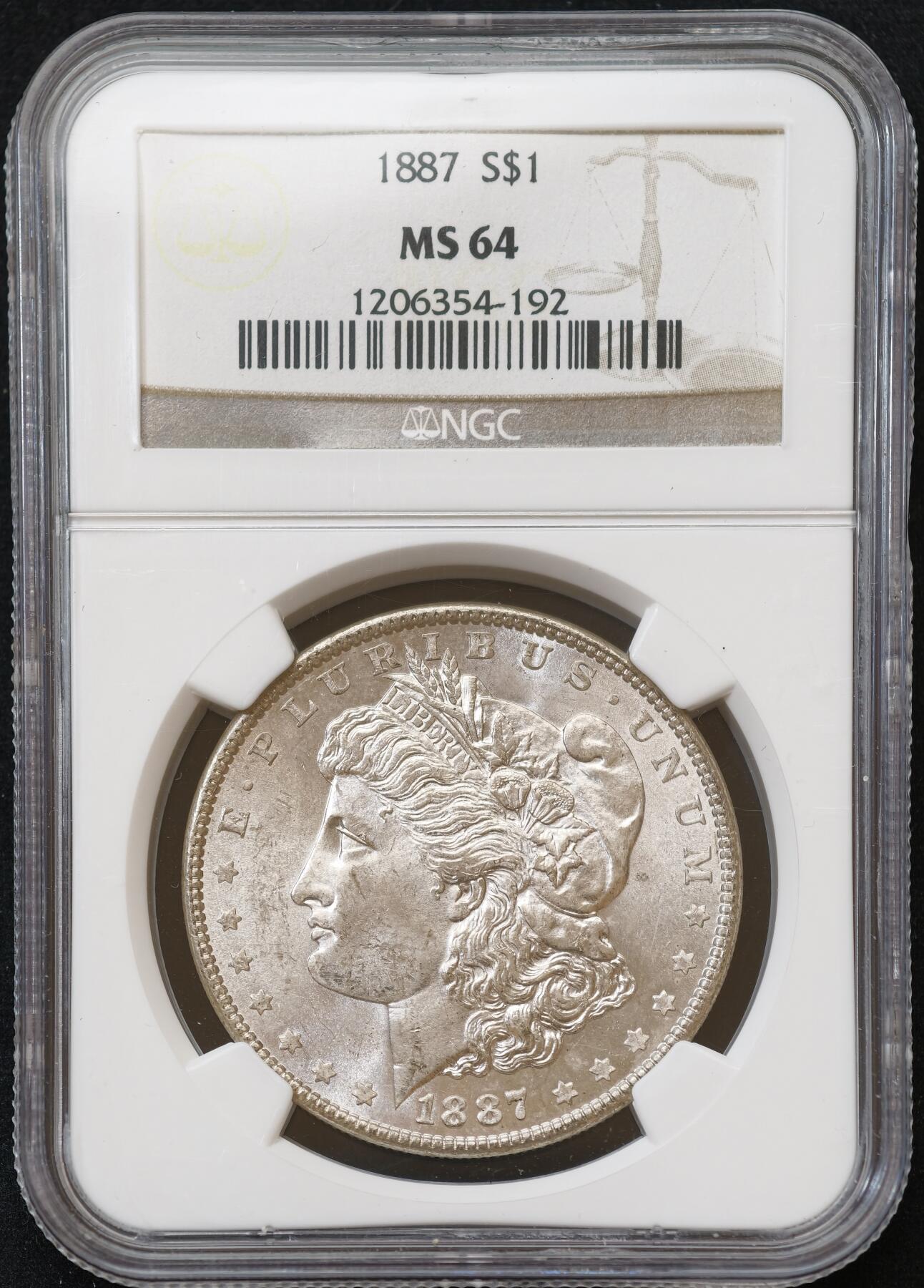 甄臻铺-世界币章拍卖（第54期），3月28日甄品场拍品征集中，送拍享返佣金等优惠多多 NGC-MS64 1887年美国摩根