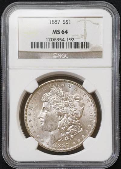 甄臻铺-世界币章拍卖（第54期），3月28日甄品场拍品征集中，送拍享返佣金等优惠多多 - NGC-MS64 1887年美国摩根
