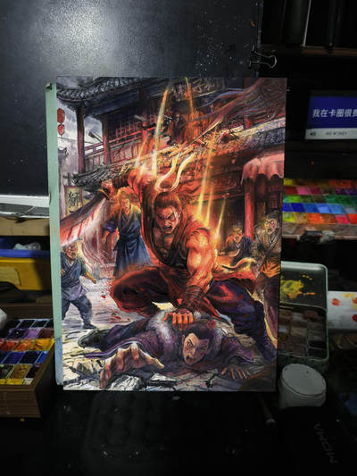 2026 珠海闹海荟ACGN专场精品拍卖 - 2026 子木手绘画 斗杀西门庆 尺寸：19cm*26.8cm