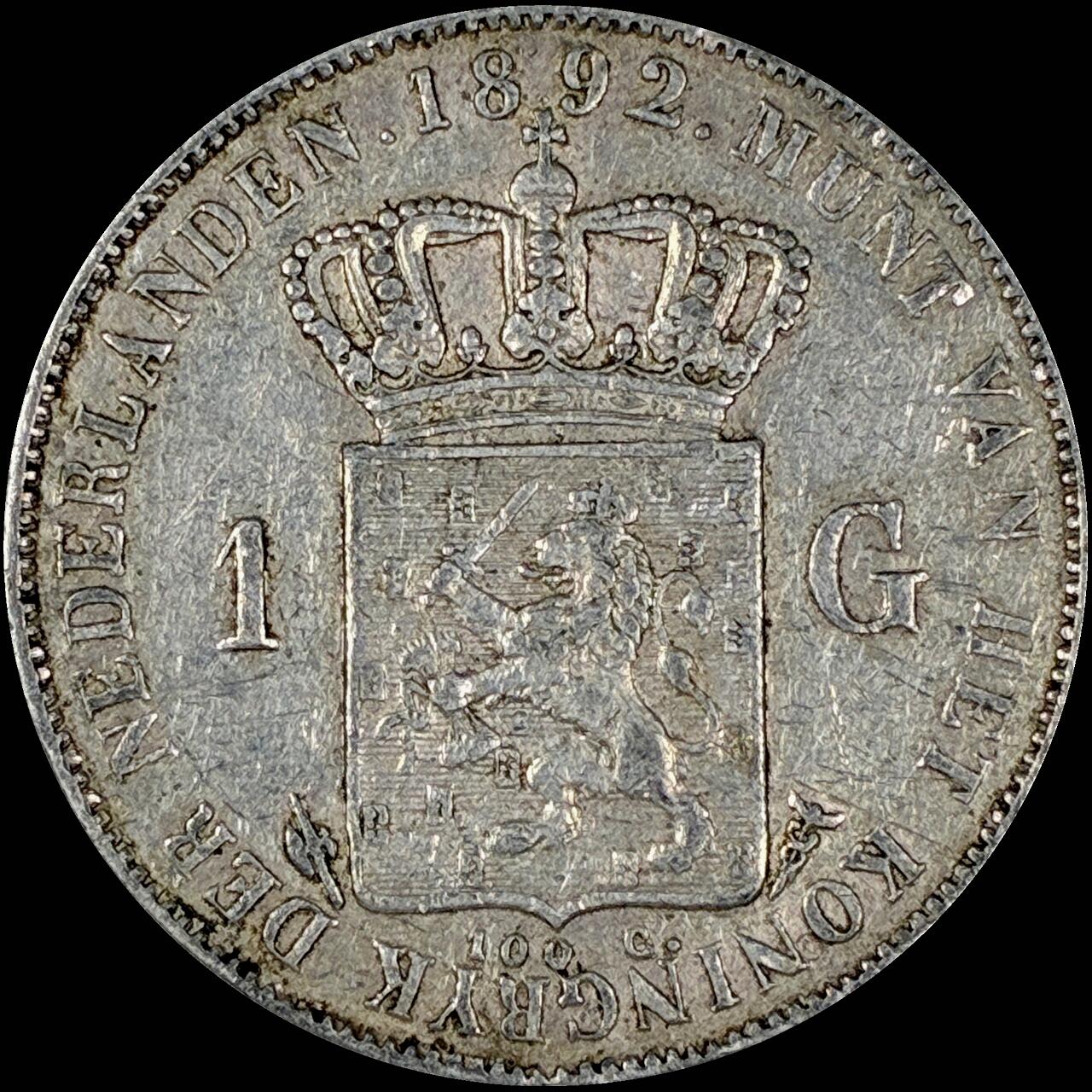 【雨安】【直播拍卖】【第0127期-裸币套币】2026-03-13 周五 19:30 (金价1140, 银价21.50) [裸币各国] Netherlands 荷兰 王国 1盾 1892年 威廉明娜